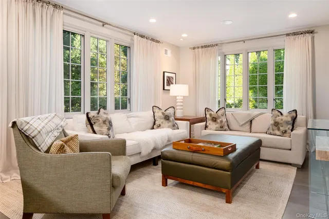 a living room with furniture and windows