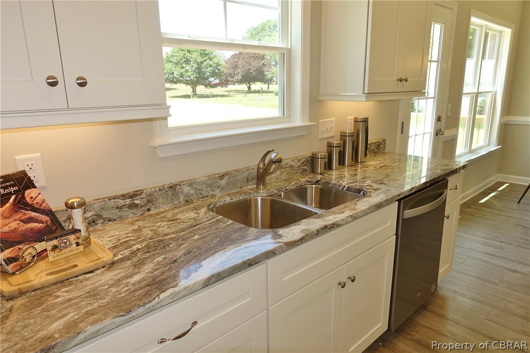 2246 Hayes Road Hayes, VA 23072 - Photo 13 of 35 Double Stainless Steel Sink with Window Above Overlooking Backyard