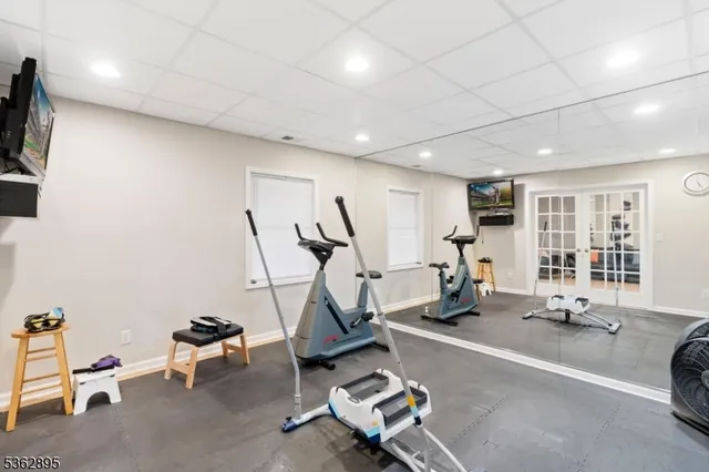 a view of a room with gym equipment