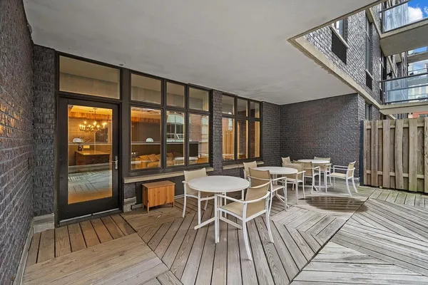 a workspace with wooden floor