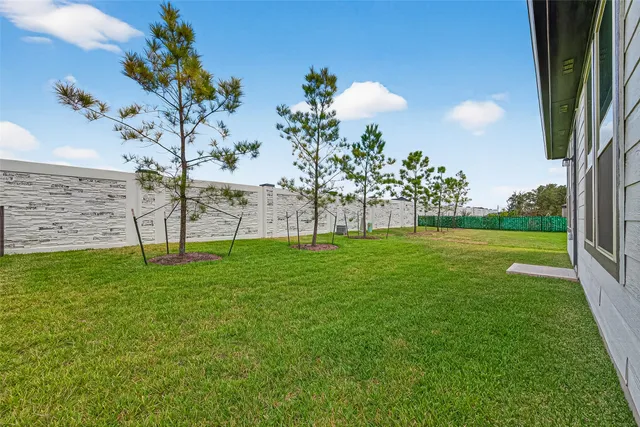 a view of a garden with a fountain