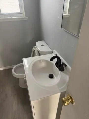 a bathroom with a sink and toilet