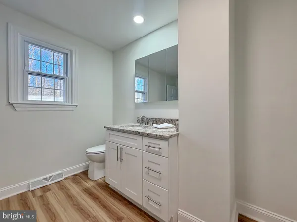 a bathroom with a sink toilet and vanity