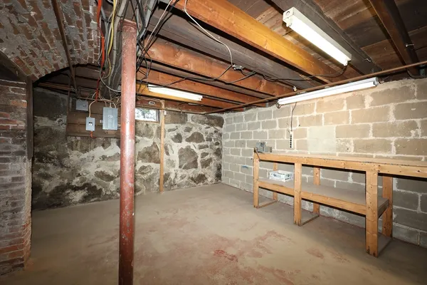 a view of an empty room with a balcony