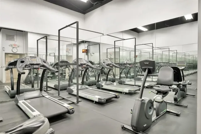 a view of a room with gym equipment