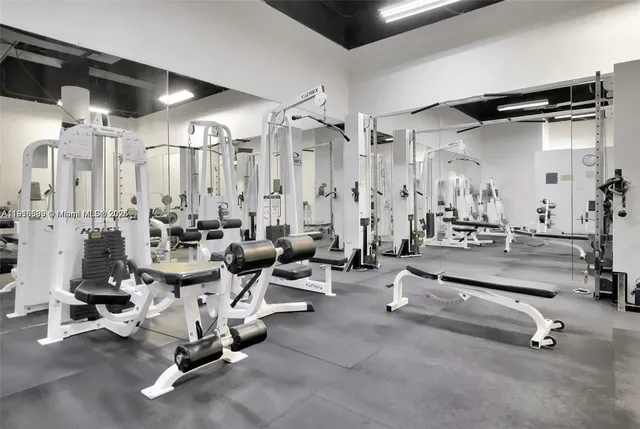a view of a room with gym equipment