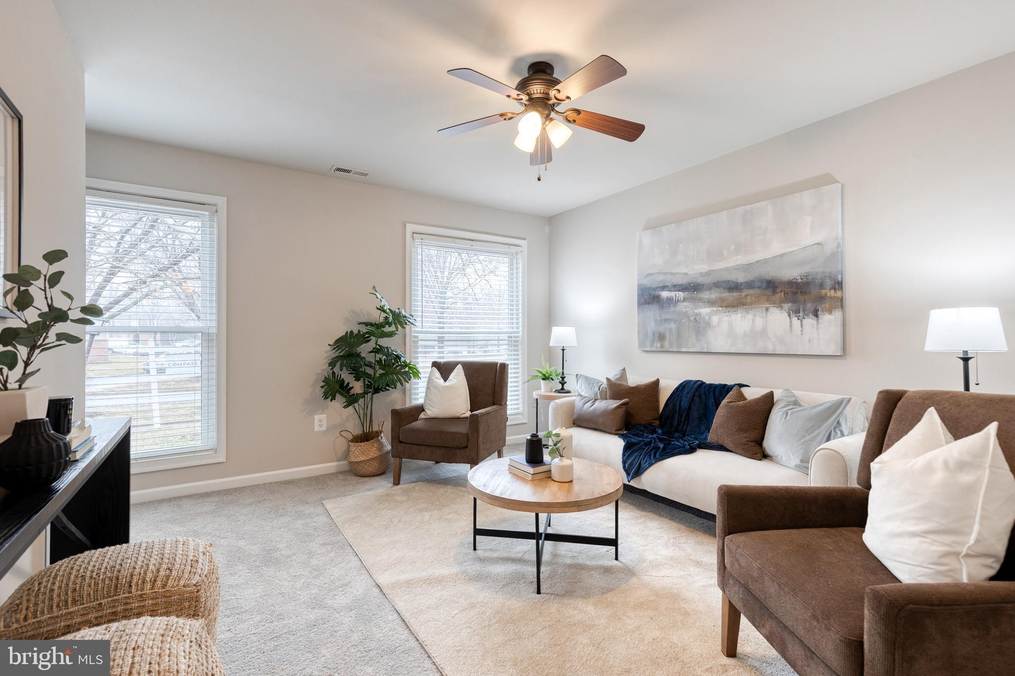 Living space with new carpets