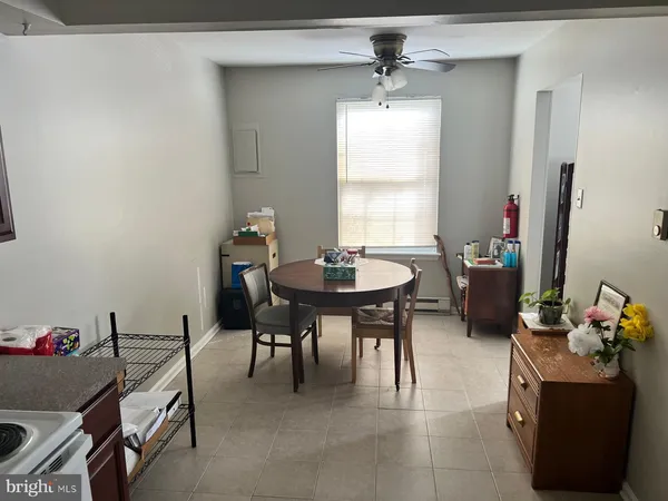 a workspace with furniture and window