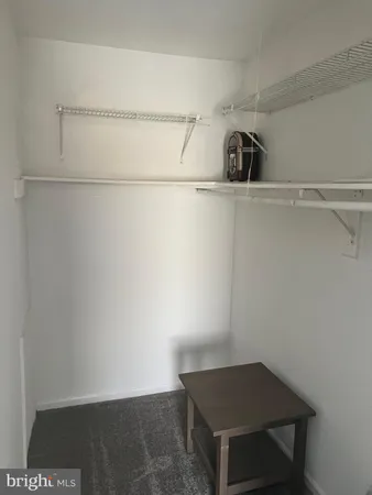 a view of an empty walk in closet