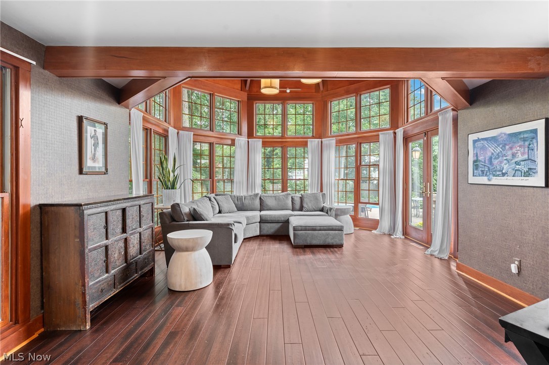 2968 Glengary Road Cleveland, OH 44120 - Photo 10 of 49 Family room with high beamed ceiling, hardwood floors with plenty of space to entertain with friend and family.