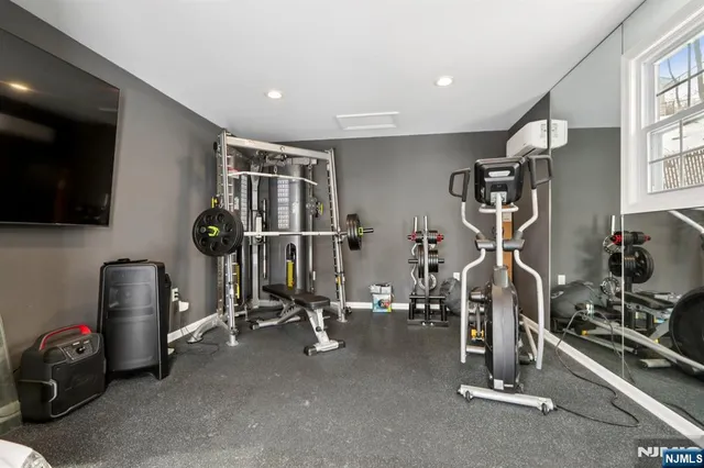 a view of a room with gym equipment