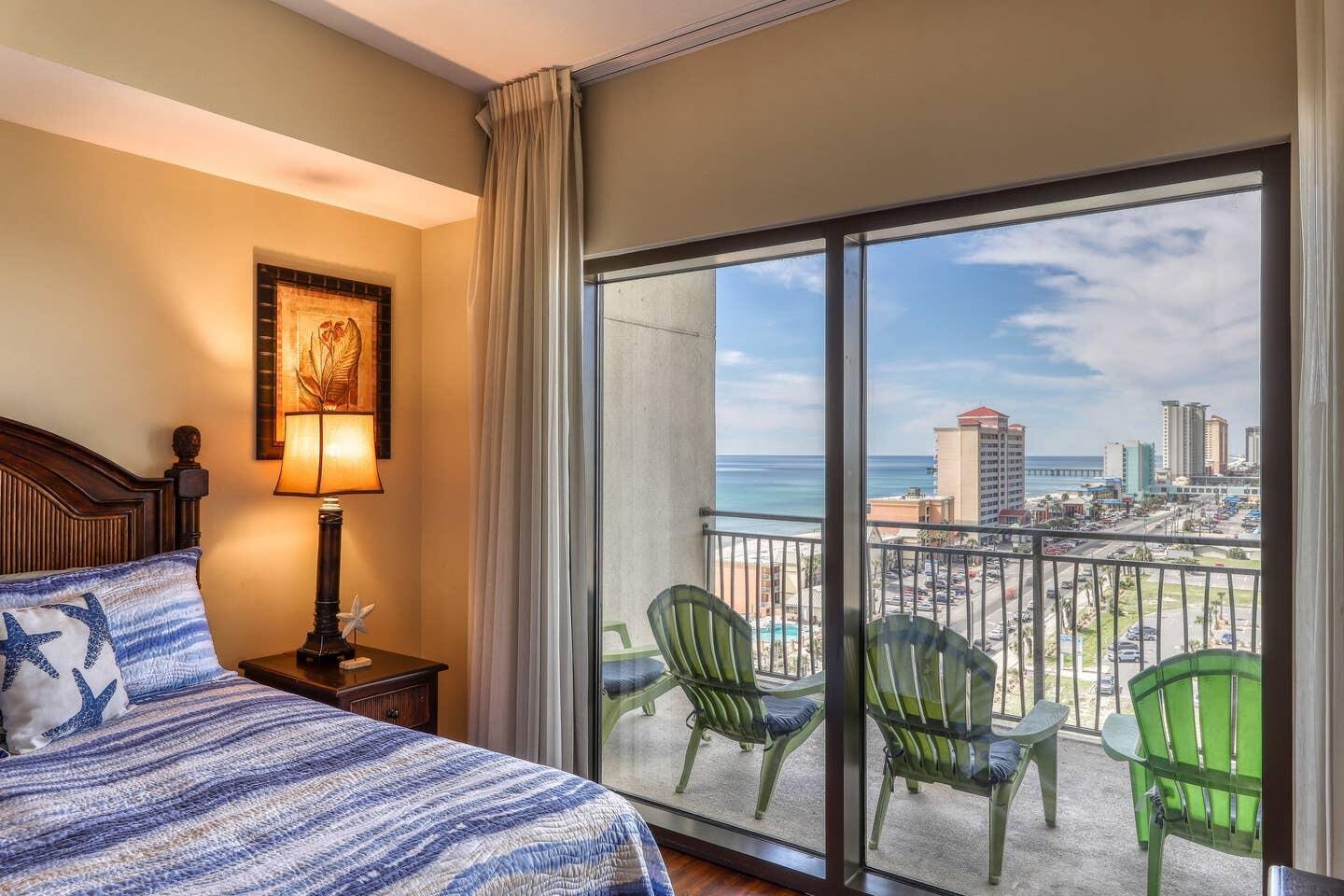 15100 Front Beach Road, Unit 1107 Panama City Beach, FL 32413 - Photo 5 of 24 a bedroom with furniture and a window