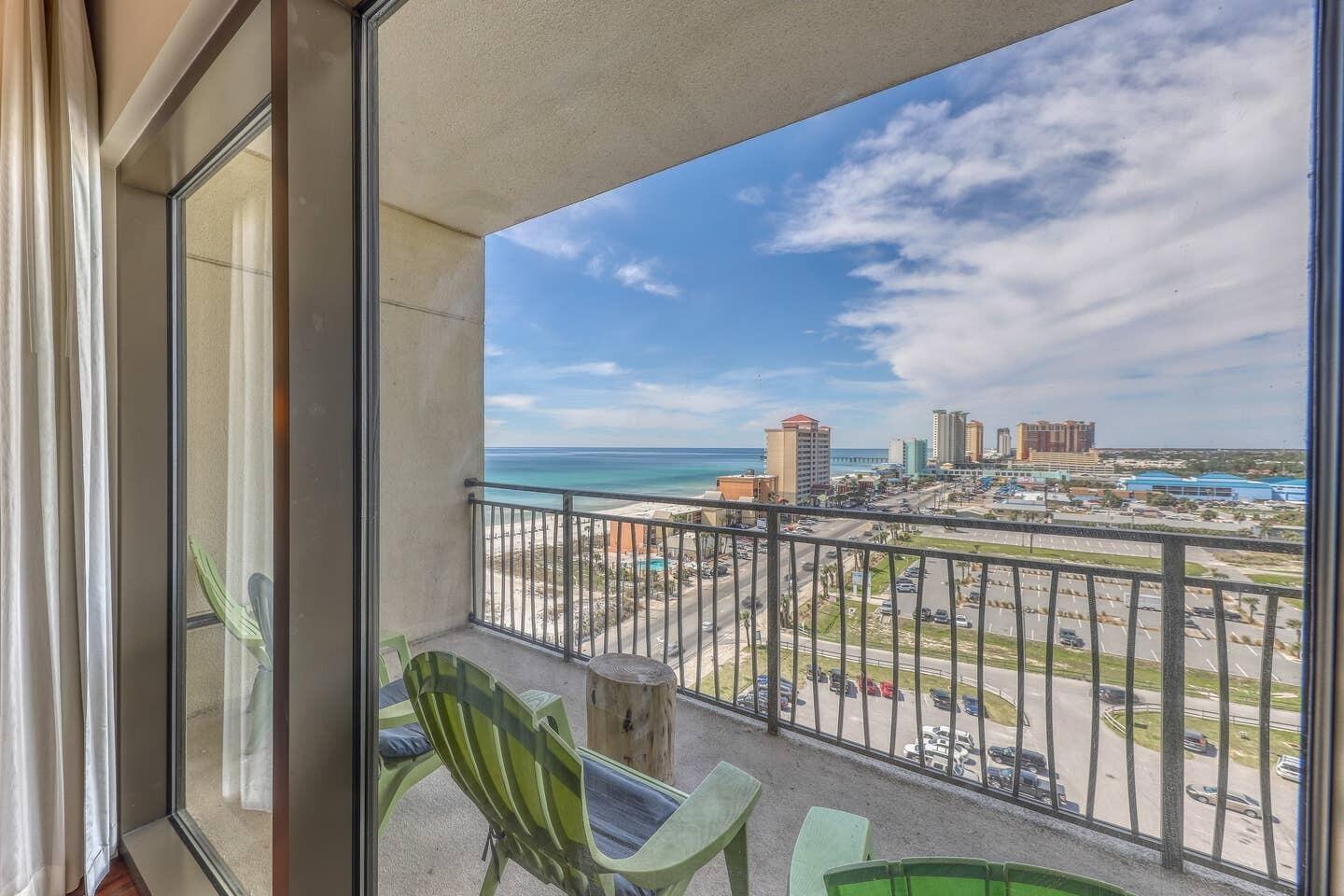 15100 Front Beach Road, Unit 1107 Panama City Beach, FL 32413 - Photo 10 of 24 a view of a balcony with furniture