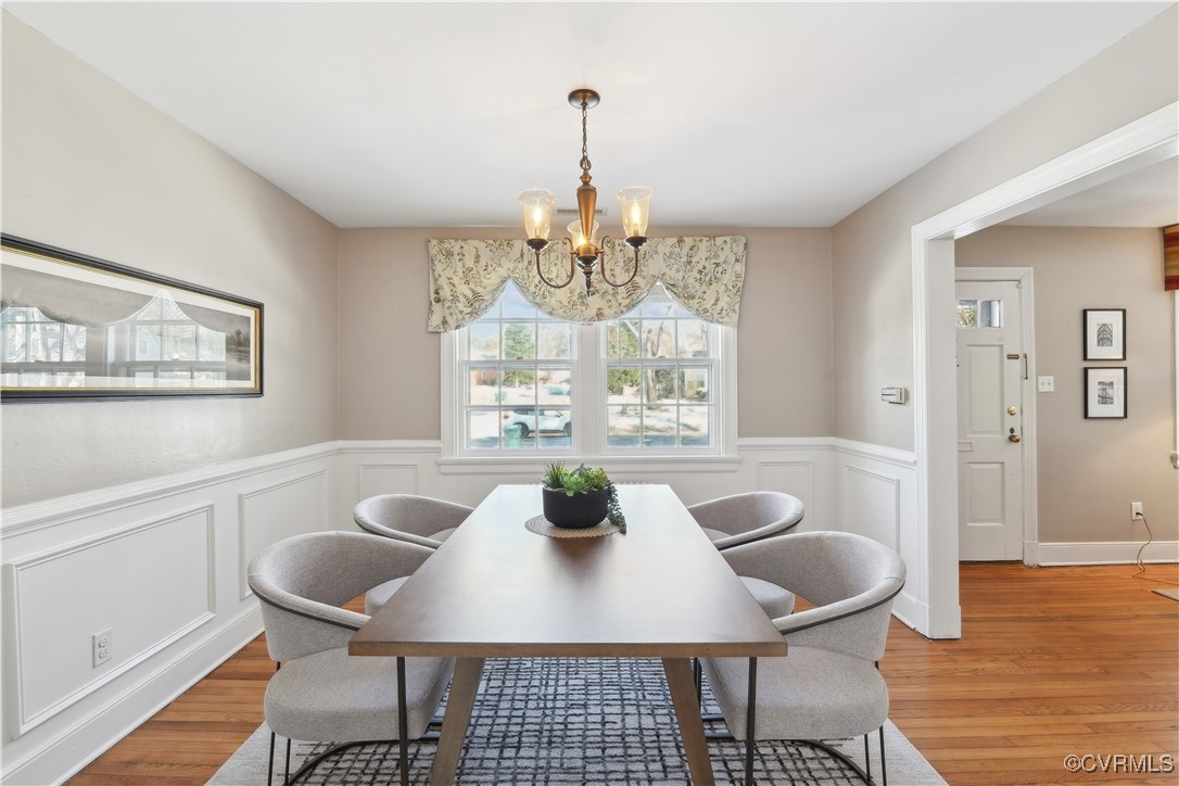 7501 Glebe Road Henrico, VA 23229 - Photo 6 of 19 Dining room with wainscoting, an inviting chandeli