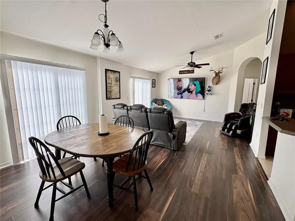 a view of a livingroom and dining room