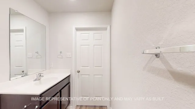 a bathroom with a sink a shower and a mirror