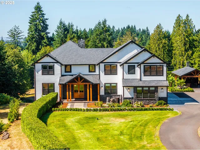 a front view of a house with swimming pool
