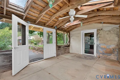 a view of a lake with a yard