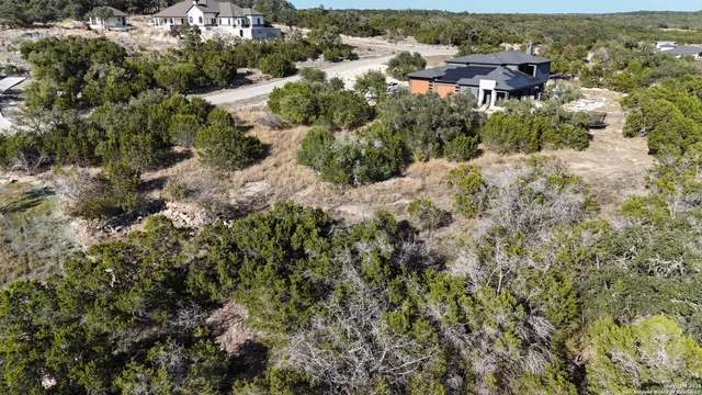 an aerial view of residential house with green space