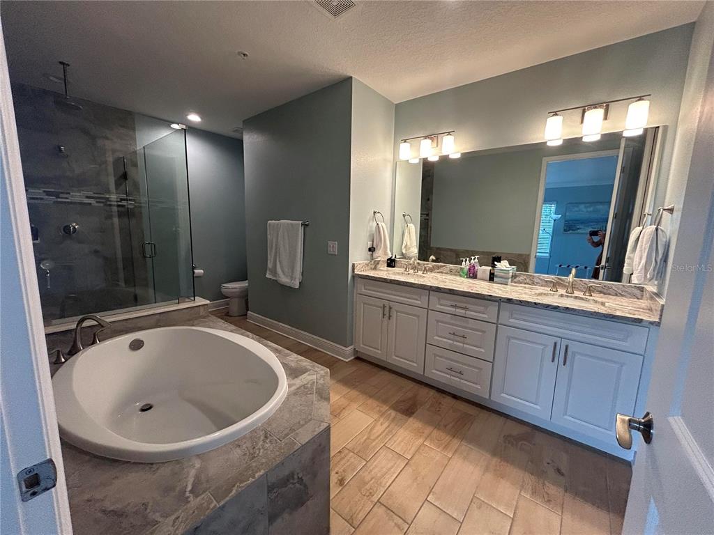 3426 79th Street Circle West, Unit 203 Bradenton, FL 34209 - Photo 16 of 30 a bathroom with a tub a sink and mirror