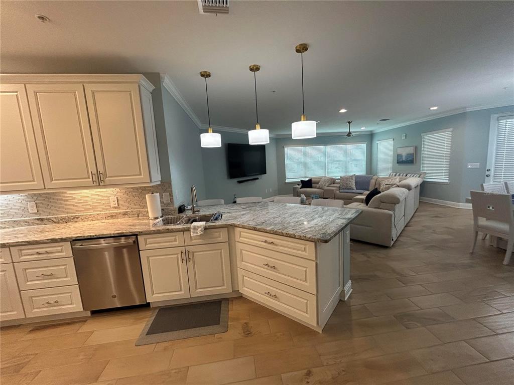 3426 79th Street Circle West, Unit 203 Bradenton, FL 34209 - Photo 7 of 30 a kitchen with granite countertop a sink and white cabinets