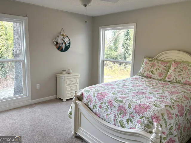 a bed room with a bed and a television