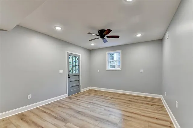 a view of a lush green forest