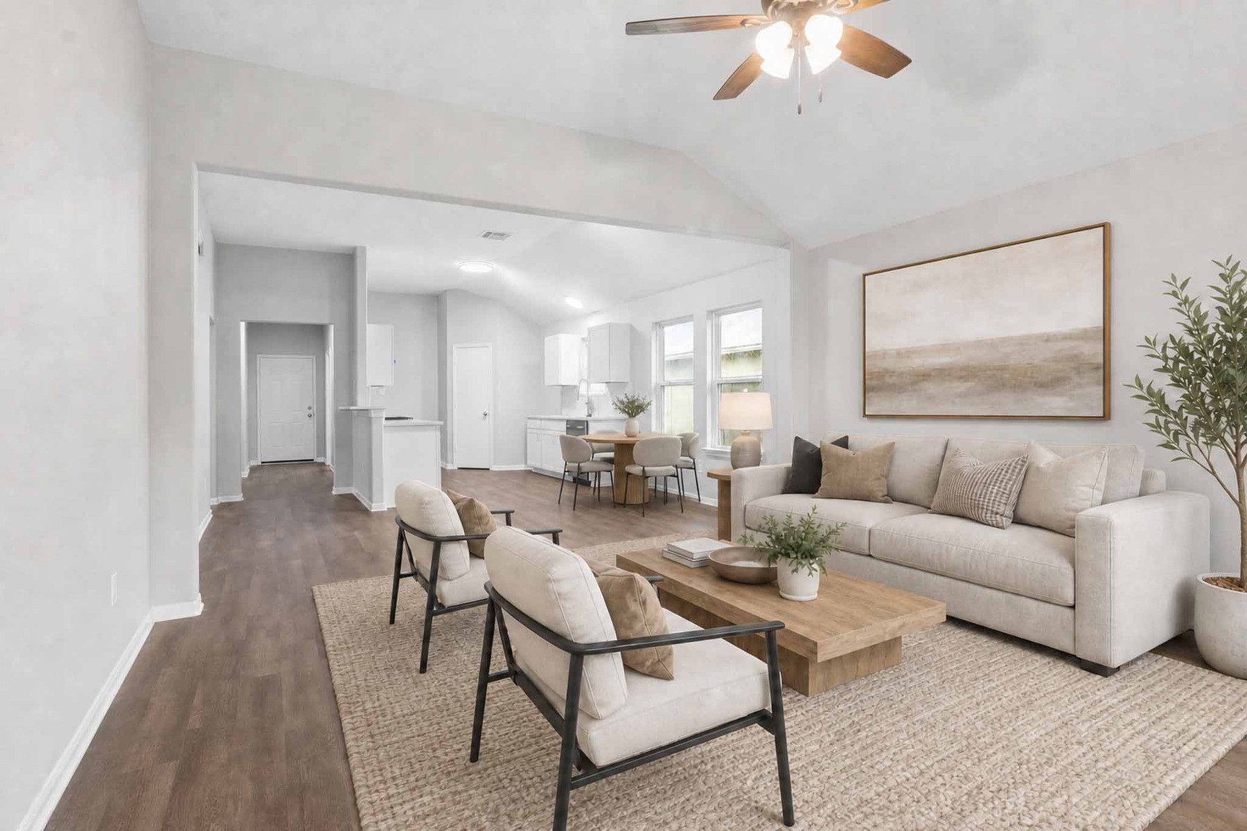 7811 Adonis Avenue Baytown, TX 77521 - Photo 15 of 36 a living room with furniture and a chandelier