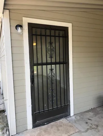 a view of wooden door