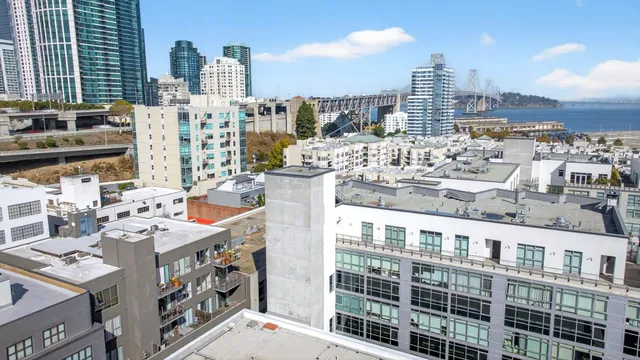 a view of a city with tall buildings