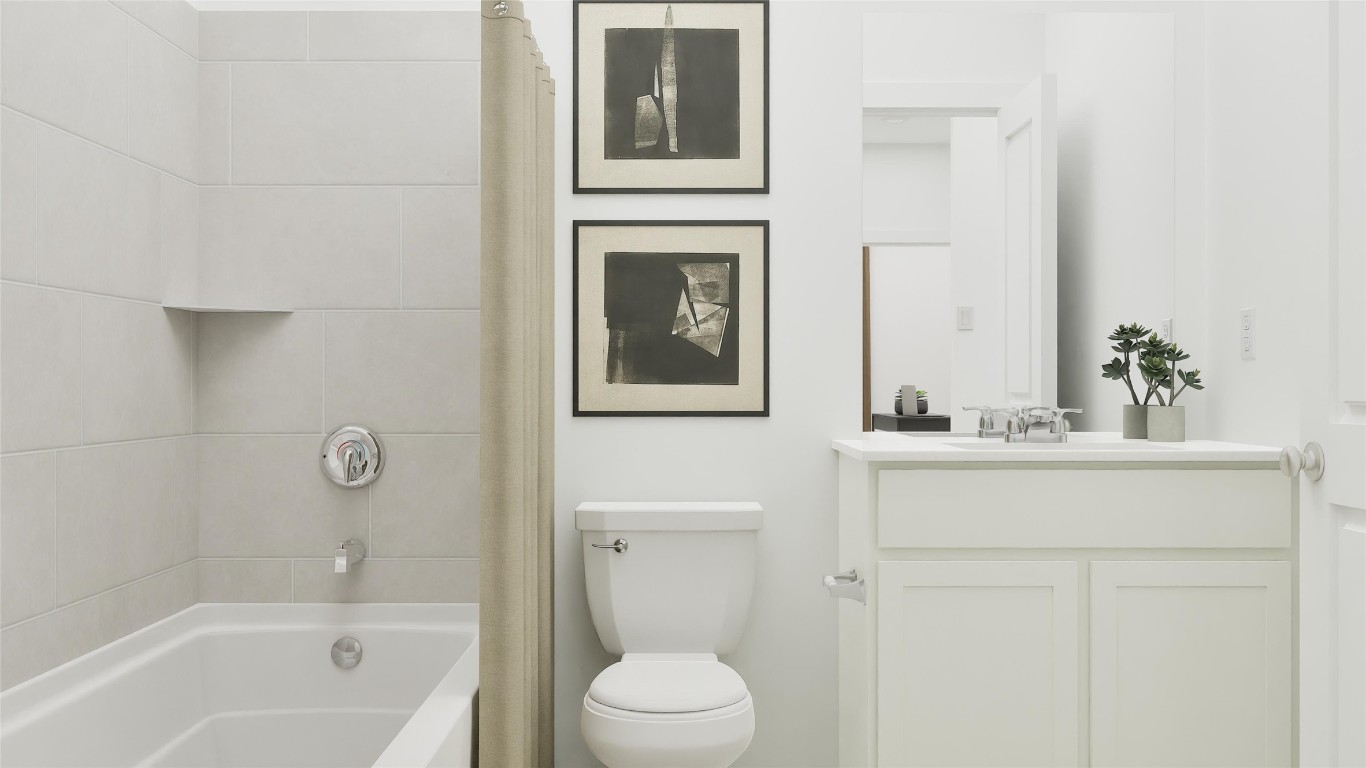 113 Stumpy Street San Marcos, TX 78666 - Photo 22 of 30 a bathroom with a sink a toilet and shower
