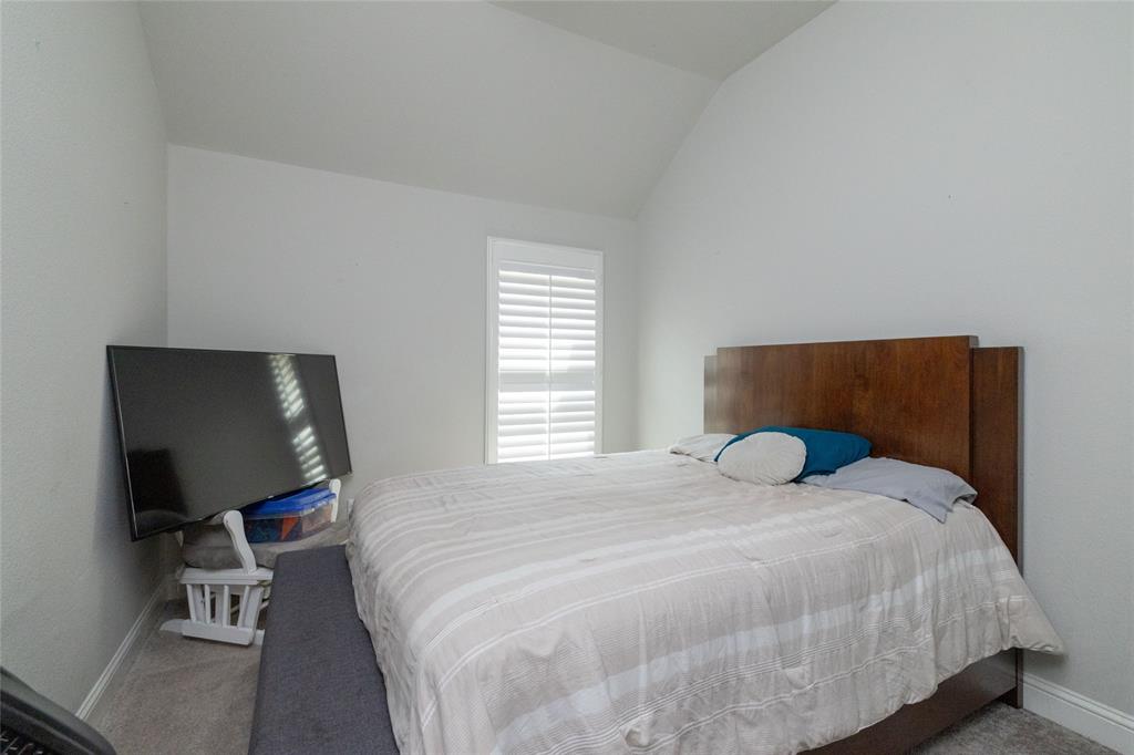 4045 Grove Valley Road Midlothian, TX 76065 - Photo 26 of 34 Carpeted bedroom with baseboards and lofted ceiling