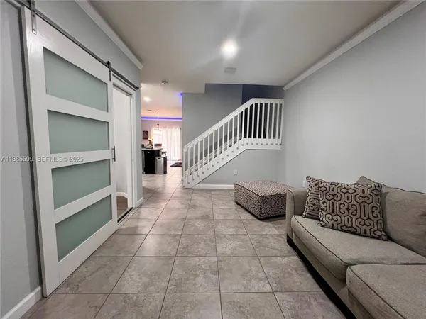 a living room with furniture
