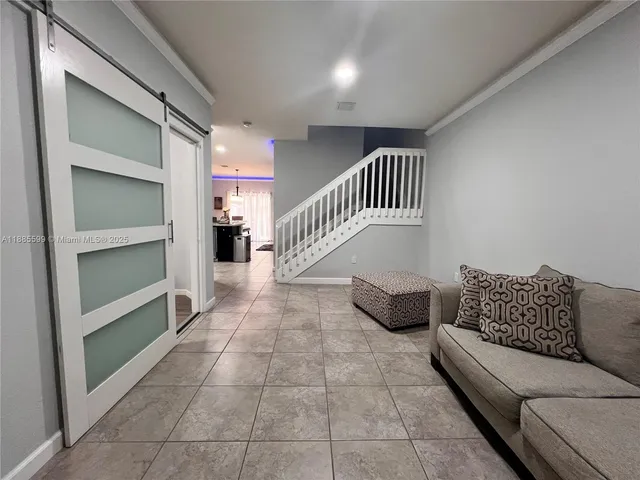 a living room with furniture