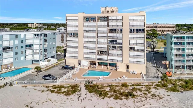 an aerial view of a building