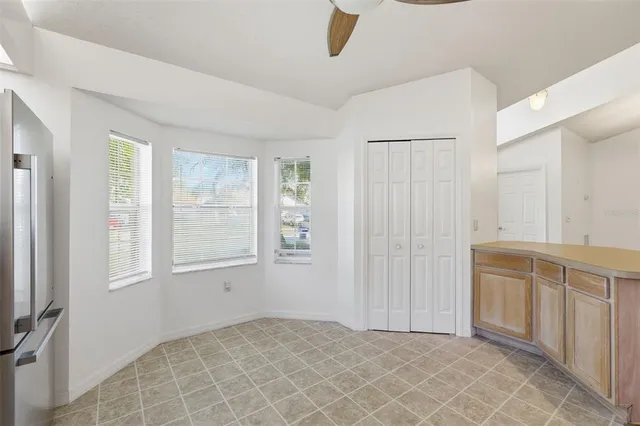 an empty room with windows