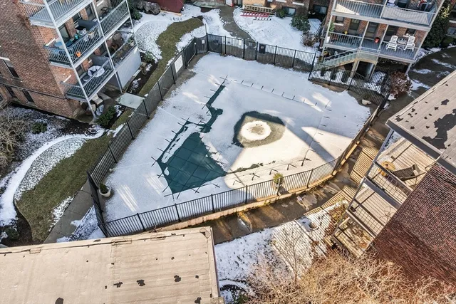 a city view with tall buildings