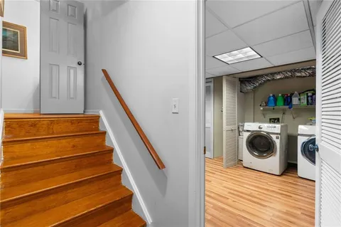 a utility room with dryer and washer