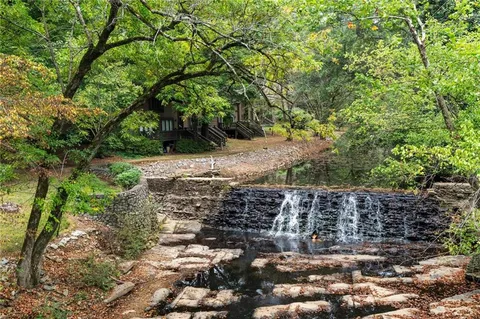 a view of a bench in the garden