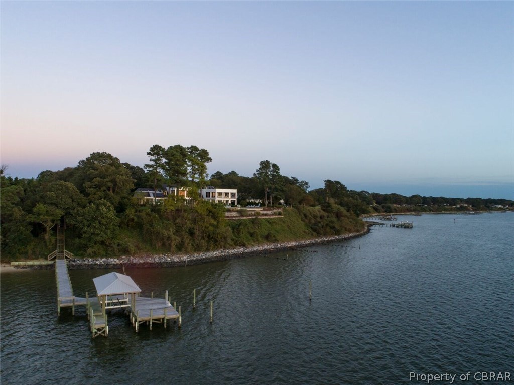 1744 Tyndall Point Road Gloucester Point, VA 23062 - Photo 46 of 47 Ariel view of home and dock with covered boat slip.