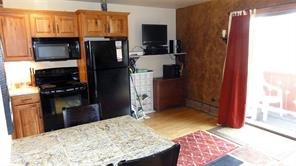 180 Evergreen Road, Unit 202E Dillon, CO 80435 - Photo 4 of 24 a kitchen with stainless steel appliances kitchen island granite countertop a refrigerator and a sink