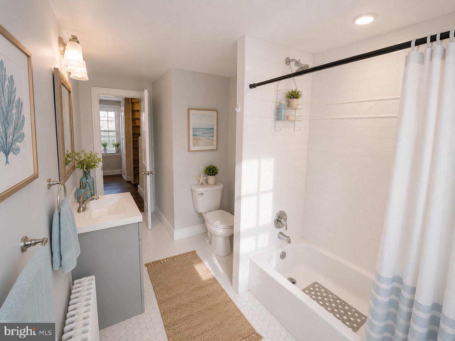 722 Faust Road, Unit FRONT Perkiomenville, PA 18074 - Photo 15 of 17 Hallway Full bath (Imagined with AI)