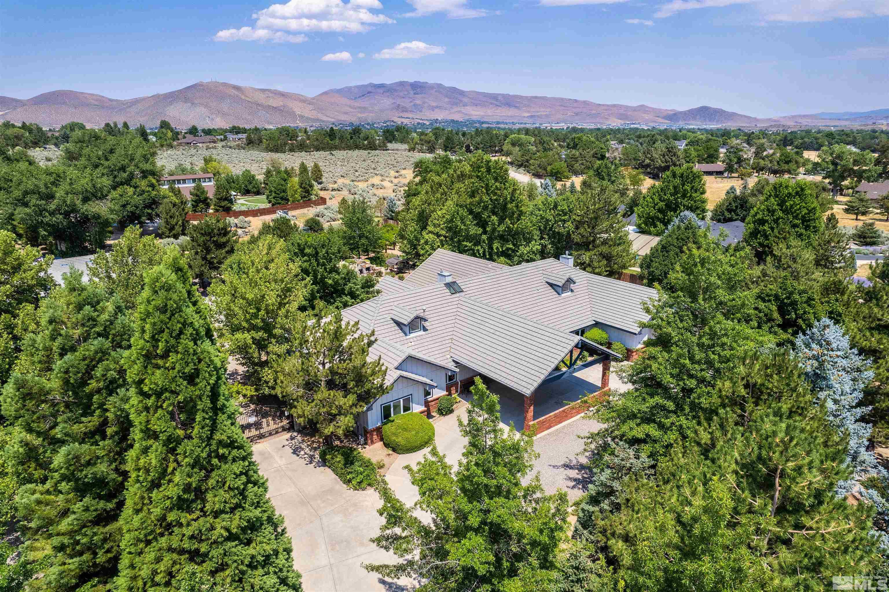 2032 Ash Canyon Road Carson City, NV 89703 - Photo 33 of 37 an aerial view of a house with yard and green space