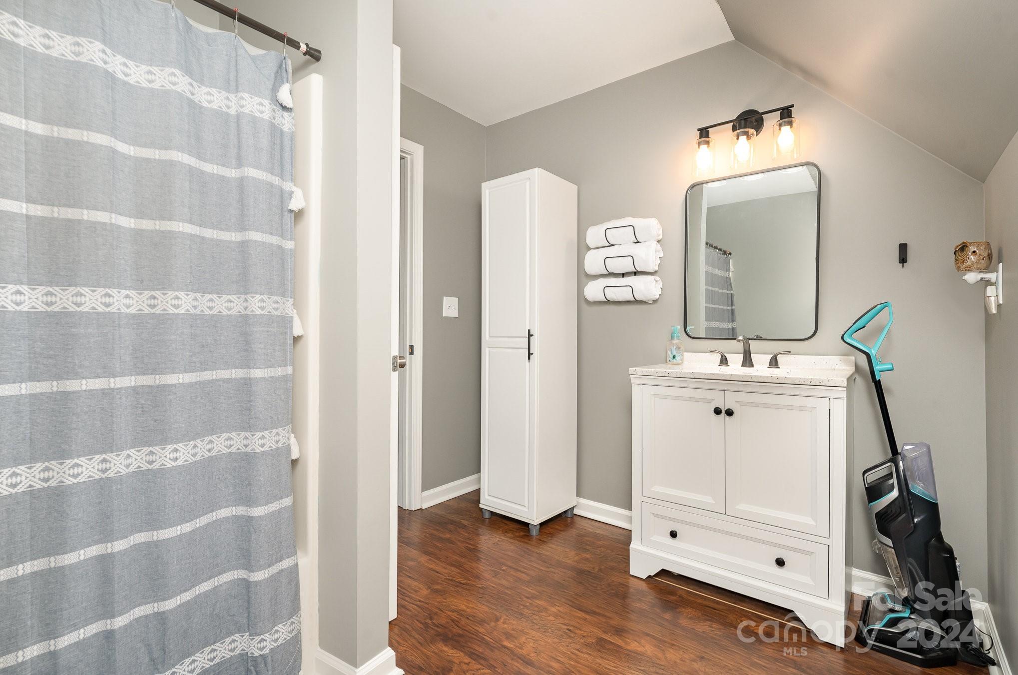 256 Hemlock Road Cleveland, NC 27013 - Photo 24 of 32 a bathroom with a sink mirror and vanity