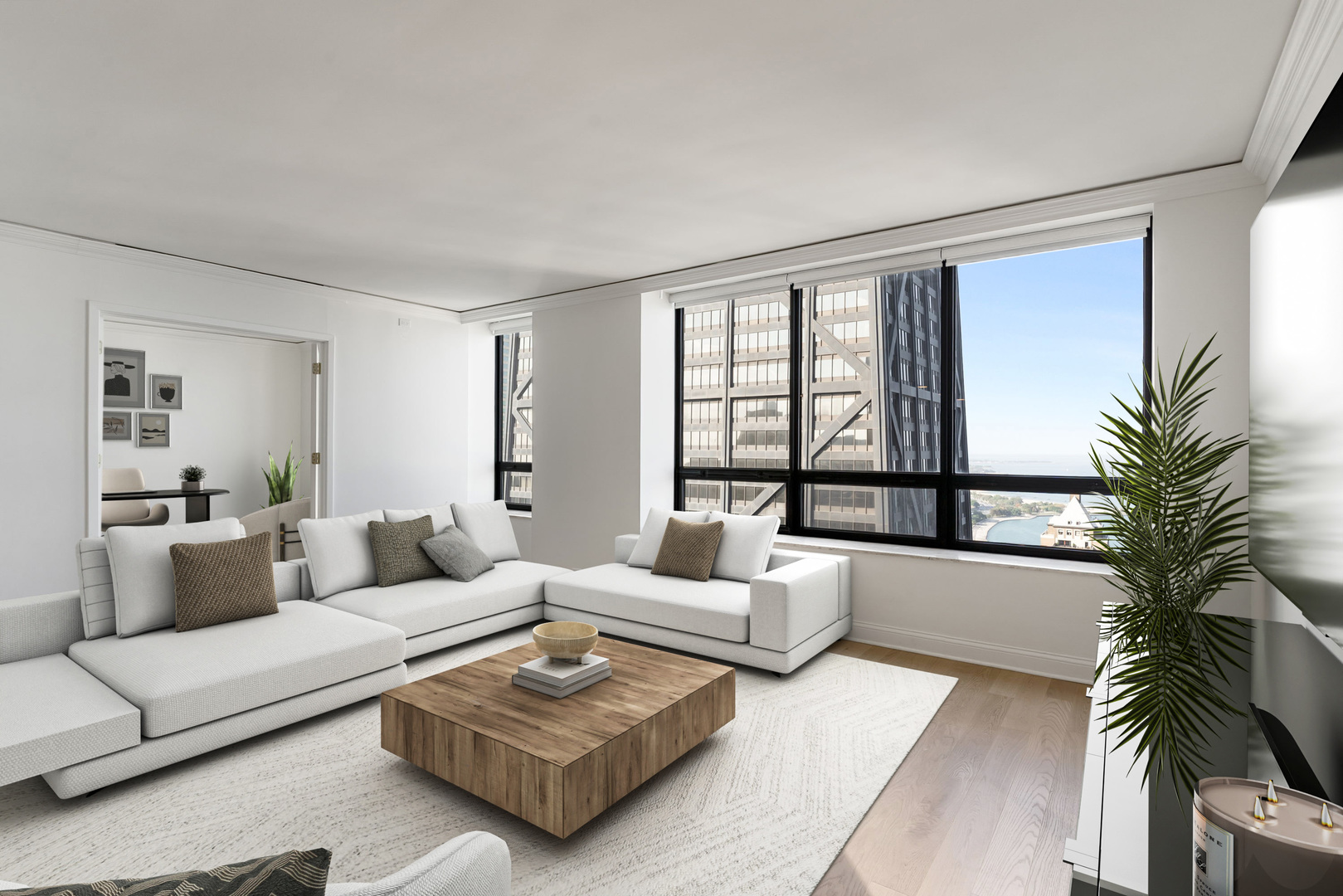 180 East Pearson Street, Unit 3502 Chicago, IL 60611 - Photo 2 of 33 a living room with furniture and a large window