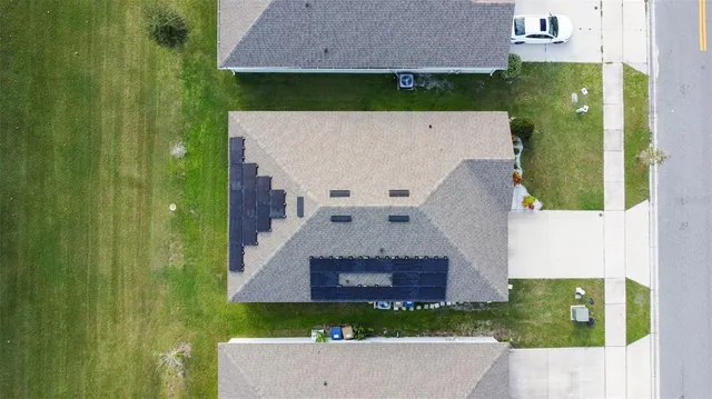 an aerial view of a house