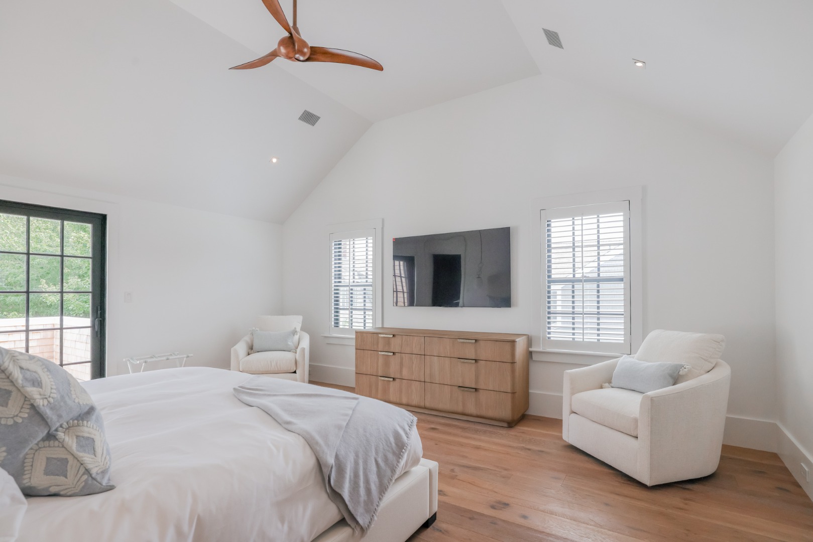 12 Derrymore Road Nantucket, MA 02554 - Photo 17 of 35 a bedroom with furniture and a flat screen tv