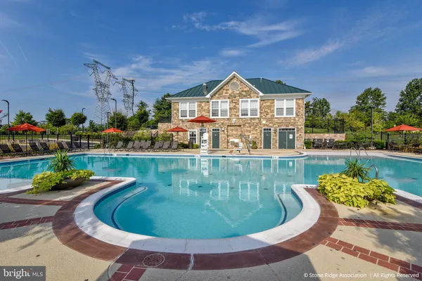 a view of a swimming pool with a patio