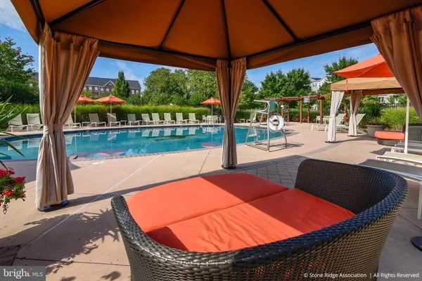 a view of swimming pool with a patio