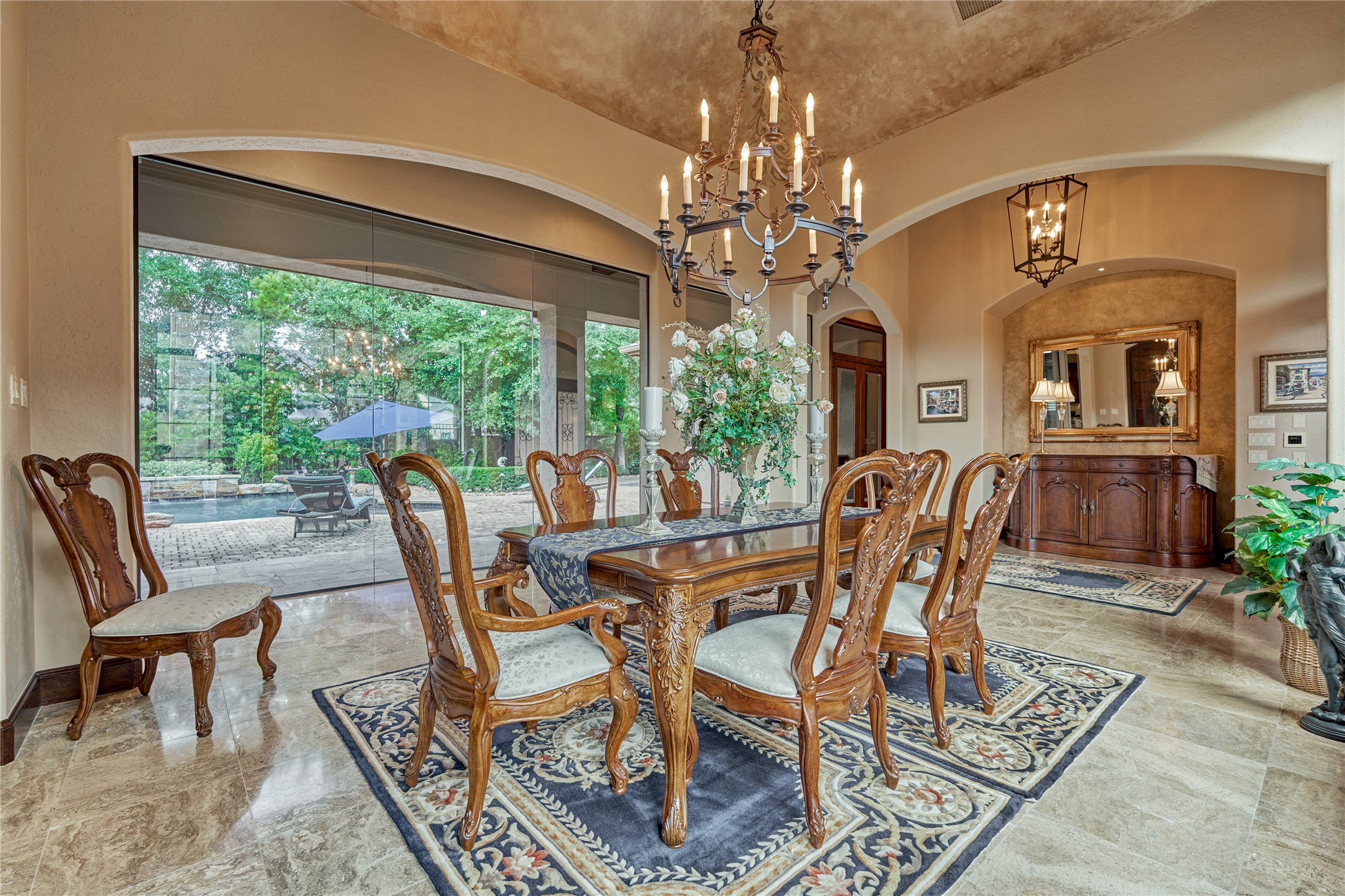 24803 Pearl Crest Lane Spring, TX 77389 - Photo 8 of 50 Breathtaking views from the Formal Dining Room overlooking the paradisiacal backyard oasis.